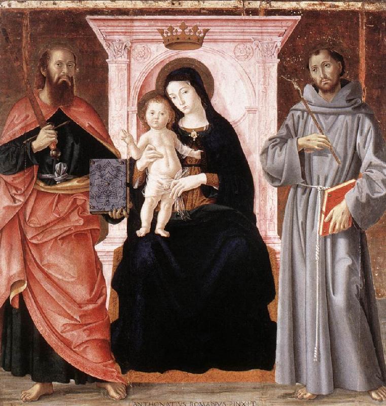 ANTONIAZZO ROMANO Madonna Enthroned with the Infant Christ and Saints jj Sweden oil painting art